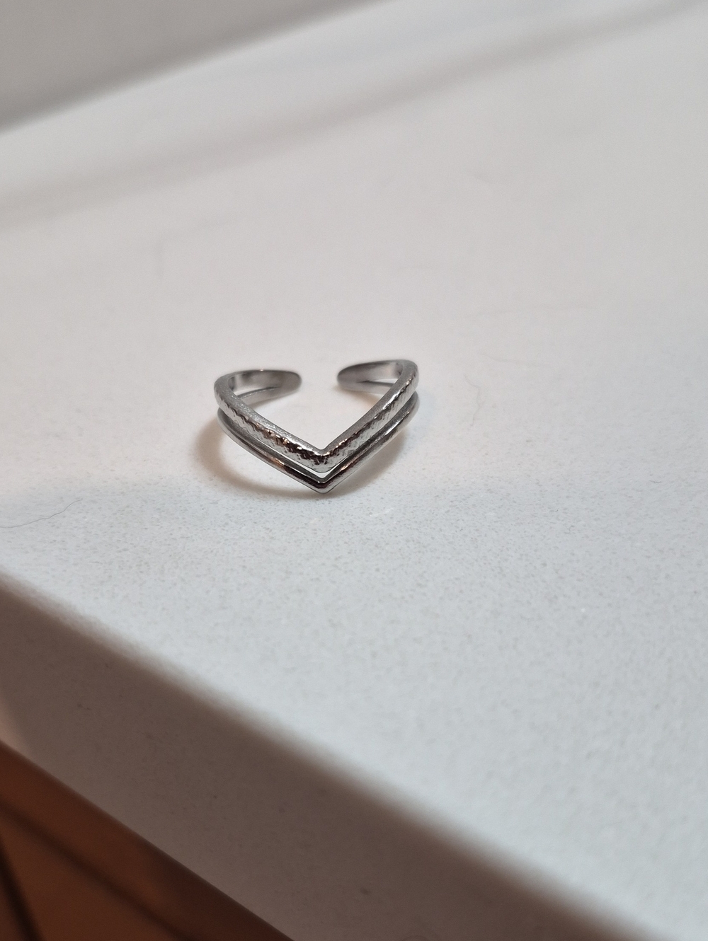 💙 Stainless Silver V-Stack Adjustable Ring - Picture 3 of 3